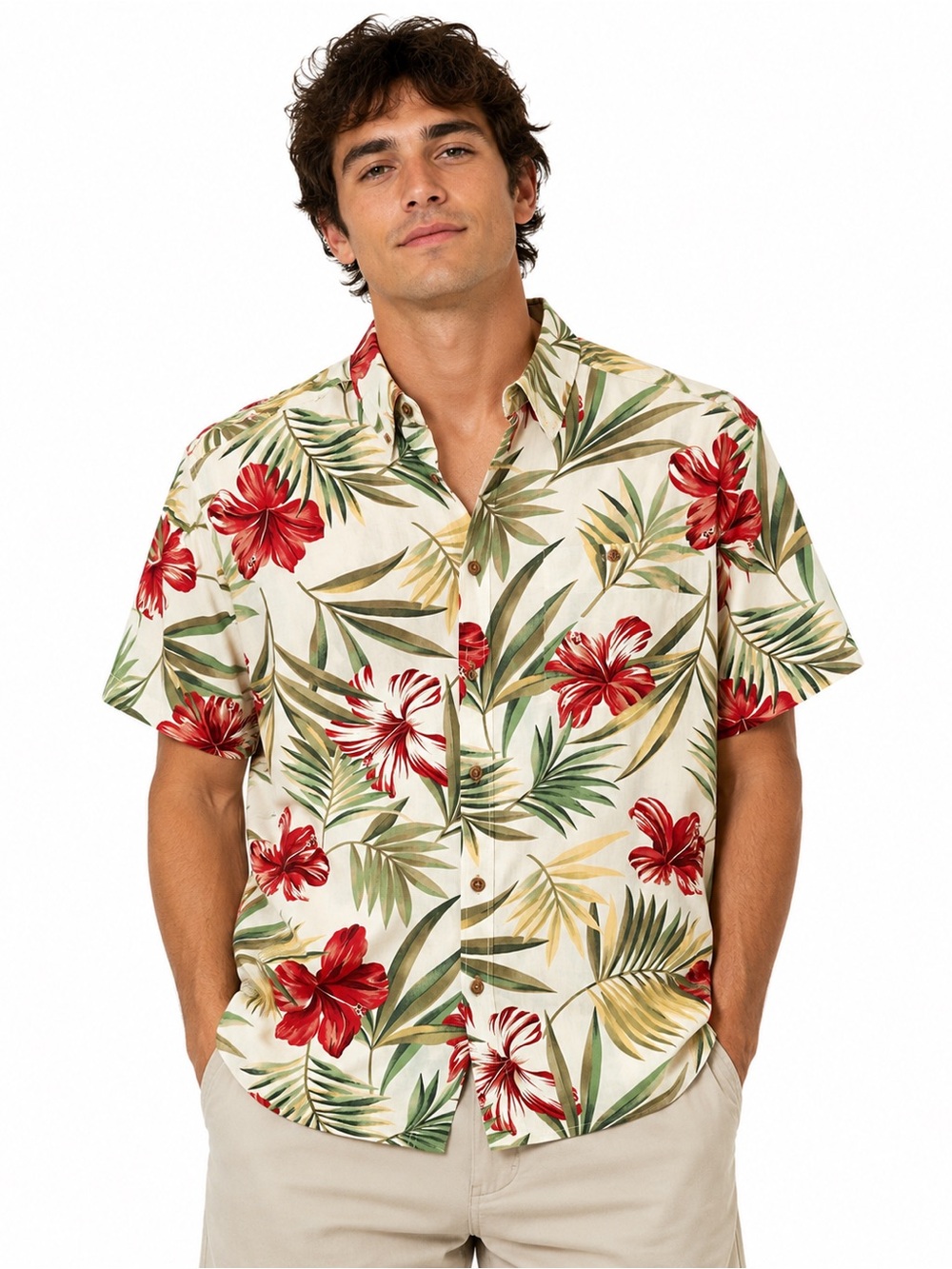 Pau Hana Hawaii Floral Hawaiian Shirt Mens Large Tropical Camp Aloha